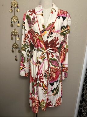 Raphael Balme for Anthropologie Flannel Floral Garden Motif Robe Size M/L
